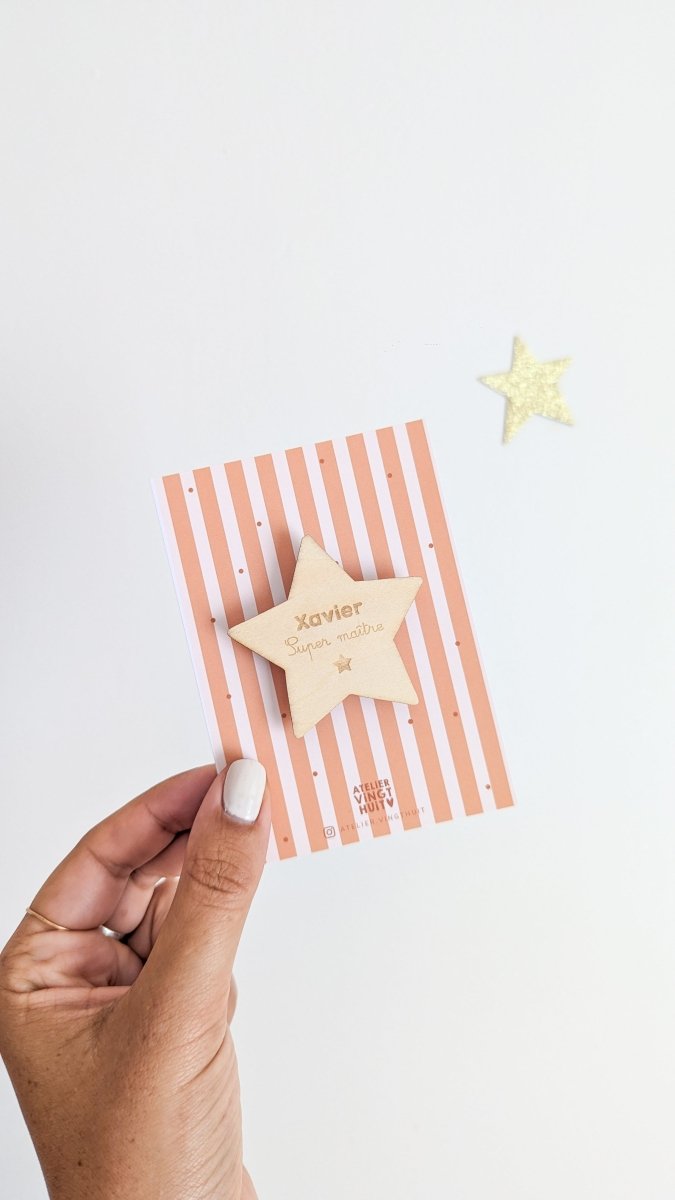 Magnet en bois cadeau Merci Maîtresse, Atsem, Nounou - Atelier Vingt Huit