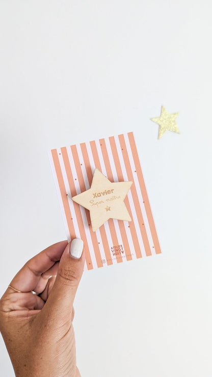Magnet en bois cadeau Merci Maîtresse, Atsem, Nounou - Atelier Vingt Huit