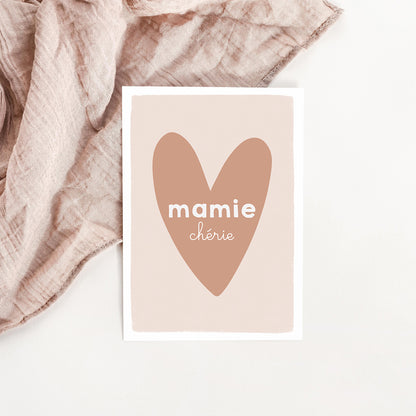 Carte Coeur Mamie chérie