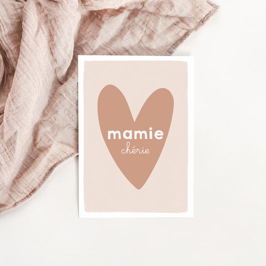 Carte Coeur Mamie chérie