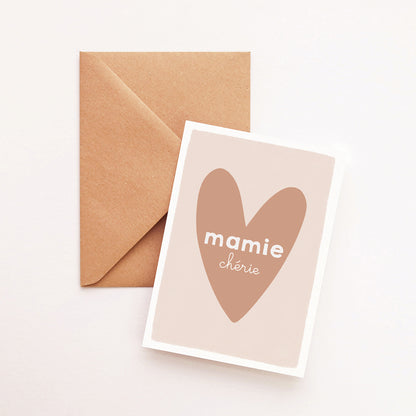 Carte Coeur Mamie chérie