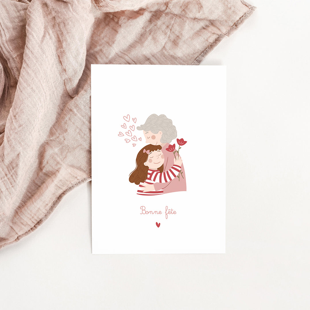 Carte Bonne fête mamie petite fille