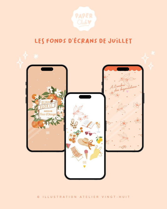 Pack fonds d'écrans - Juillet - Atelier Vingt Huit