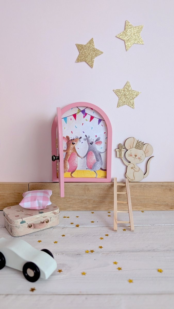 Petite Porte de souris / Fairy Door - Rose - Atelier Vingt Huit