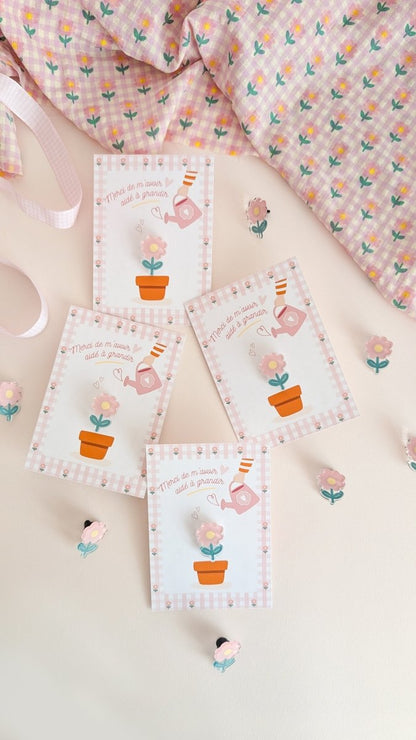 Pin's Fleur - Merci Maîtresse / Atsem / Nounou - Atelier Vingt Huit