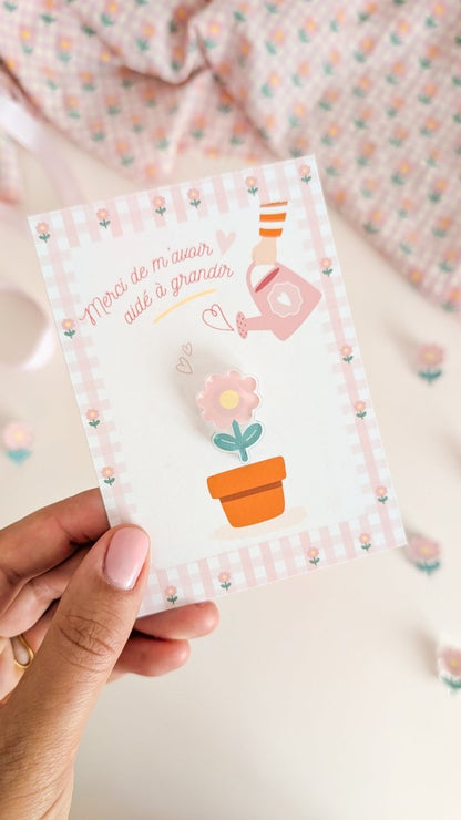 Pin's Fleur - Merci Maîtresse / Atsem / Nounou - Atelier Vingt Huit