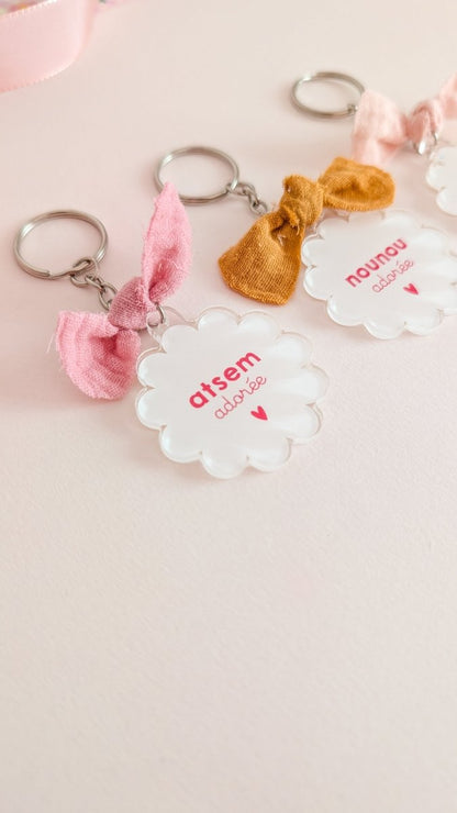 Porte-clef FLEUR Merci Maîtresse, Nounou, Atsem - Atelier Vingt Huit