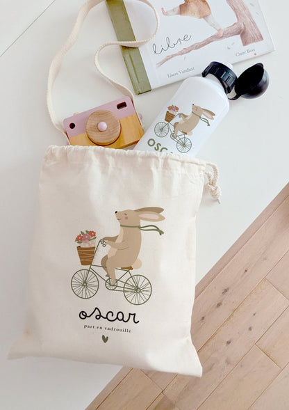 Sac/Pochon Lapin à vélo - Atelier Vingt Huit